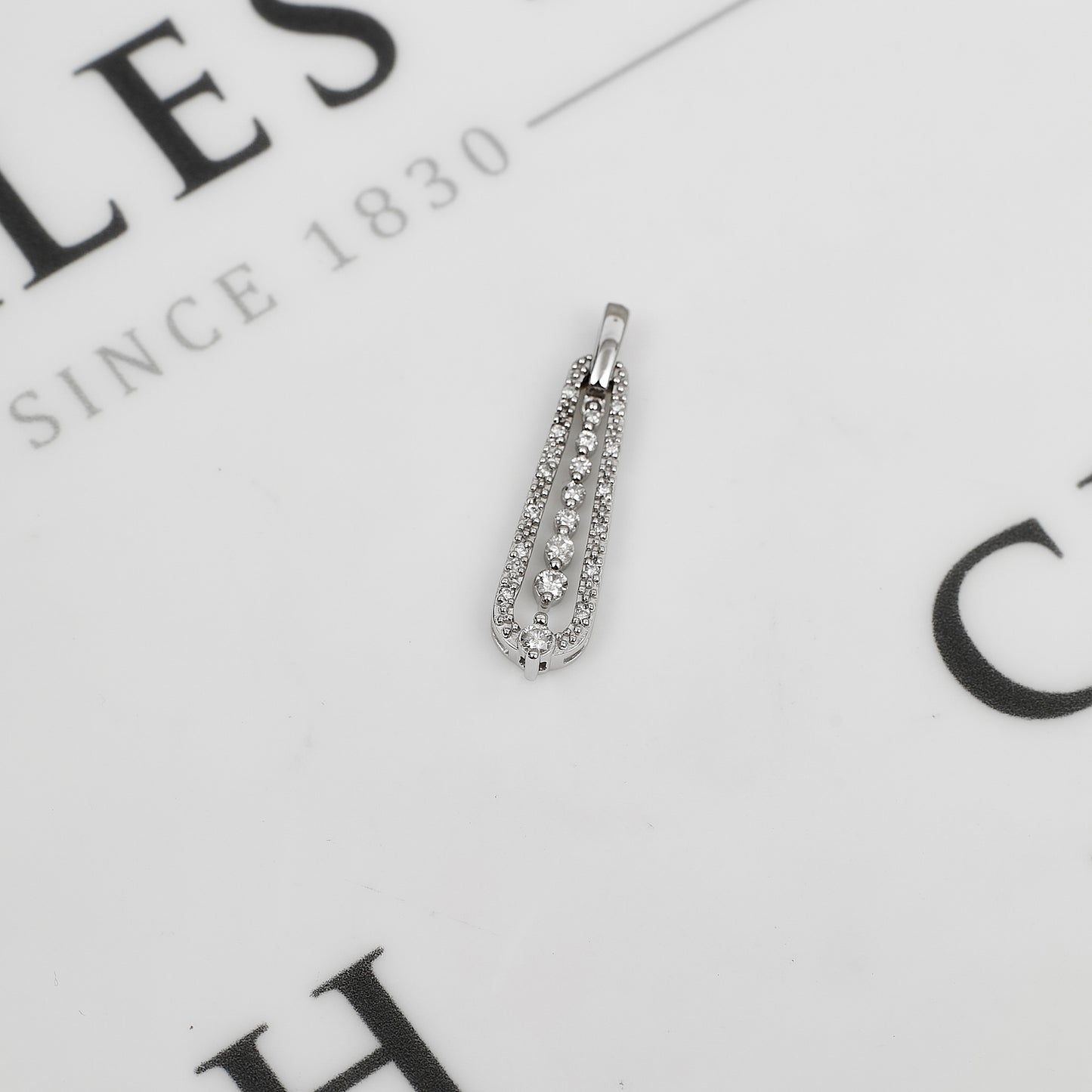 Pre-Owned 14ct White Gold Diamond Drop Pendant