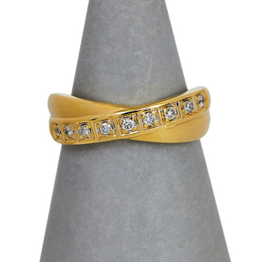 Pre-Owned 9ct Gold Diamond Crossover Ring Size L.5