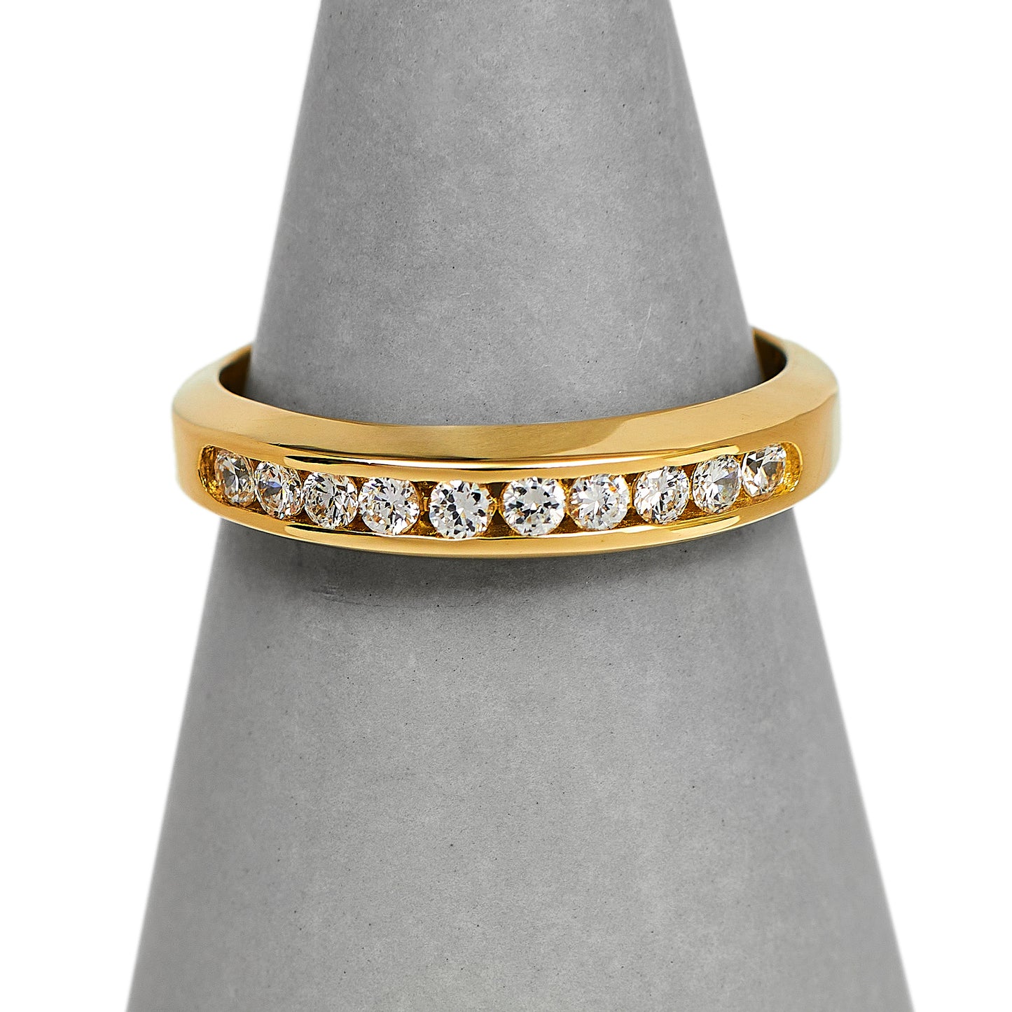 Pre-Owned 9ct Gold 10 CZ Band Ring Size Q