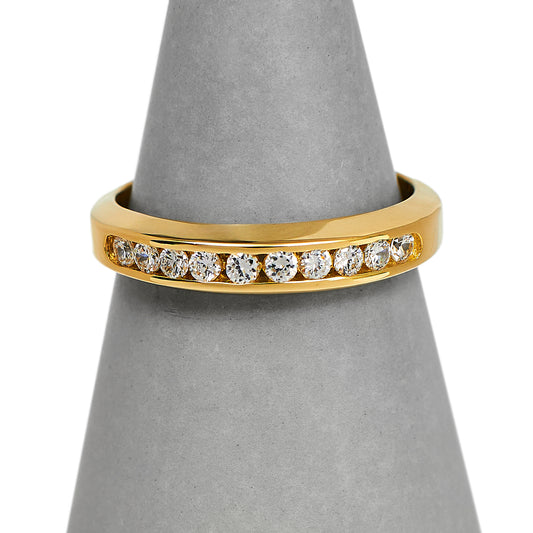 Pre-Owned 9ct Gold 10 CZ Band Ring Size Q