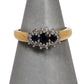 Pre-Owned 9ct Gold 3 Sapphire & Diamond Cluster Ring Size O