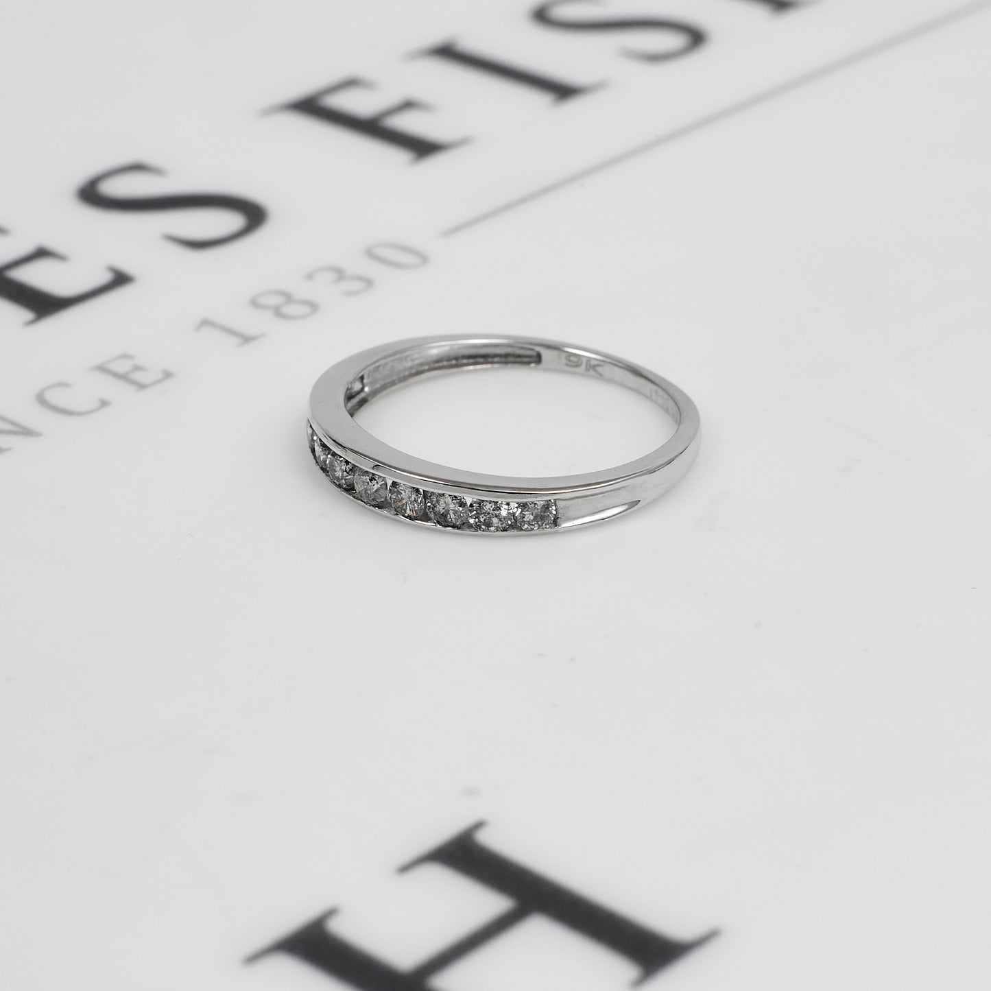 Pre-Owned 9ct White Gold Diamond Half Eternity Ring Size O