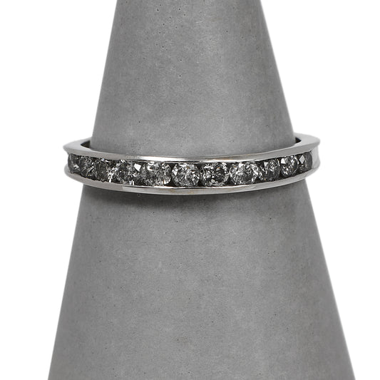 Pre-Owned 9ct White Gold Diamond Half Eternity Ring Size O