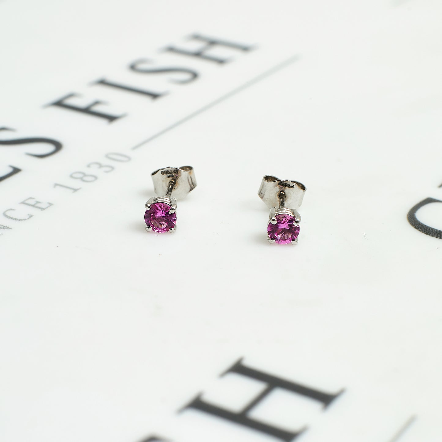 Pre-Owned Platinum Pink Sapphire Stud Earrings