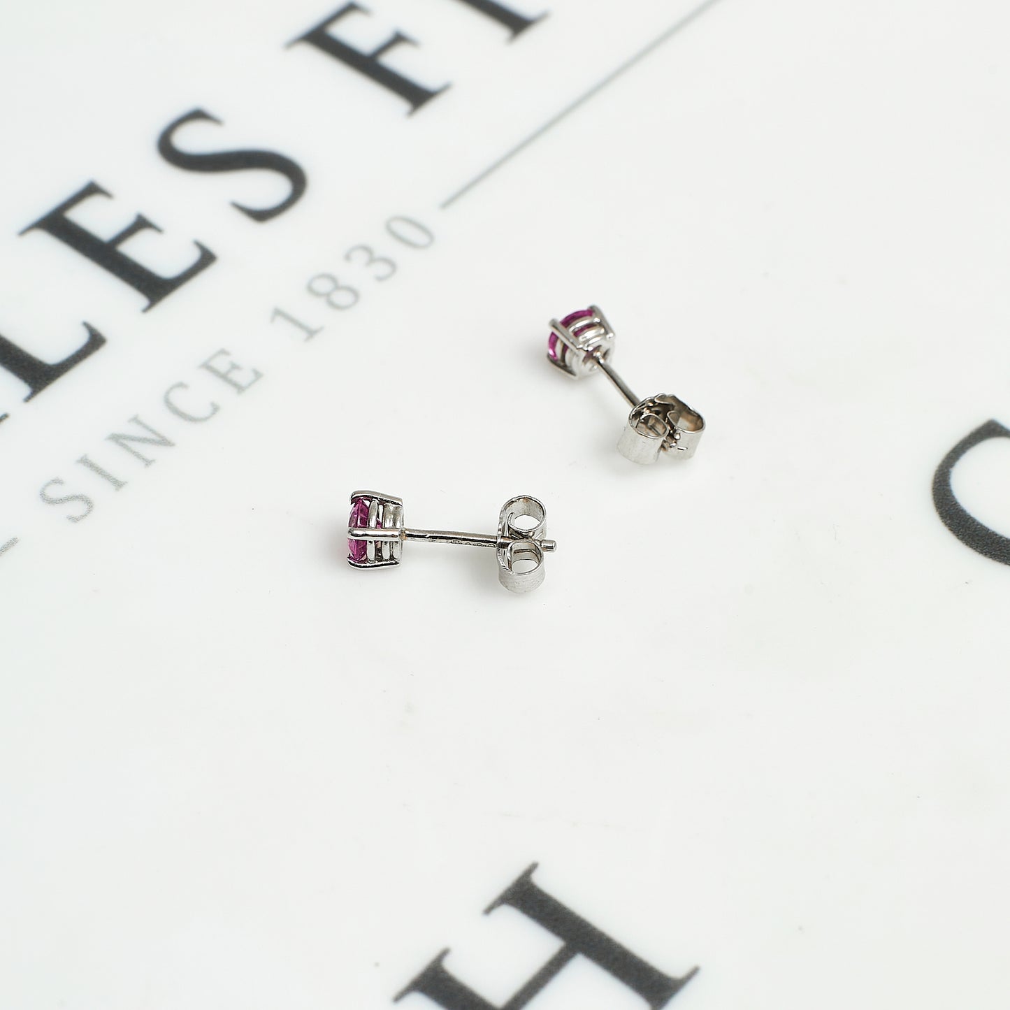 Pre-Owned Platinum Pink Sapphire Stud Earrings