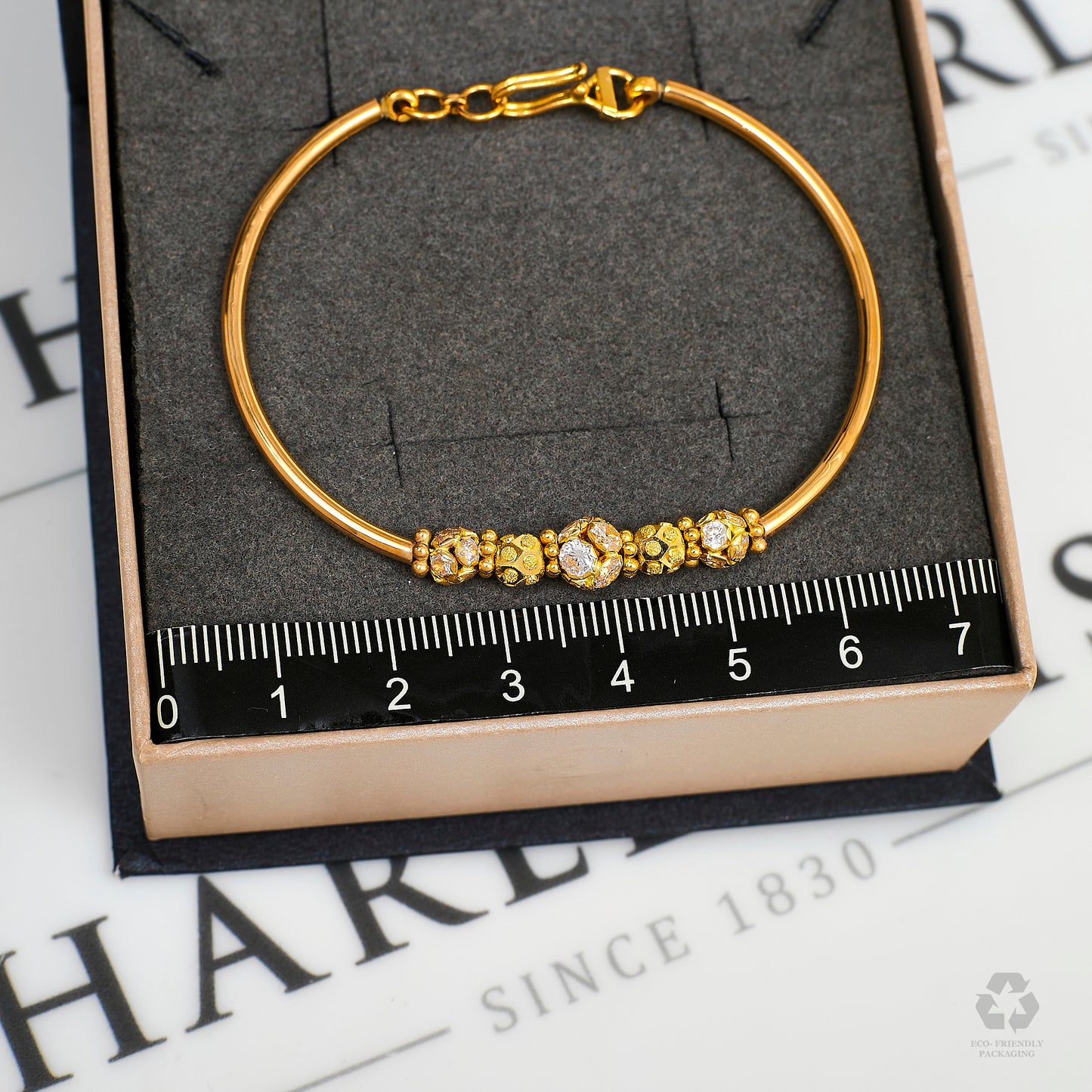 Pre-Owned 22ct Gold Childs CZ Bead Bangle