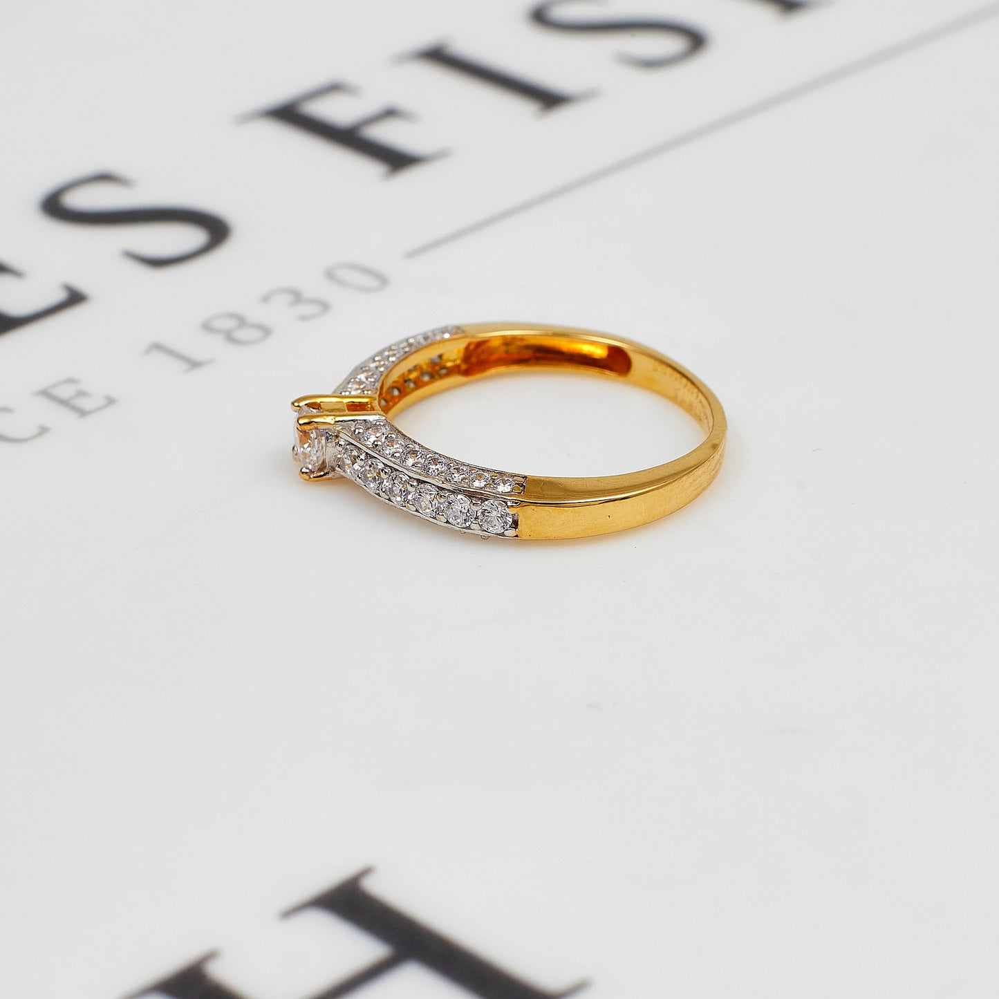 Pre-Owned 22ct Gold CZ Ring & CZ Sides Size N