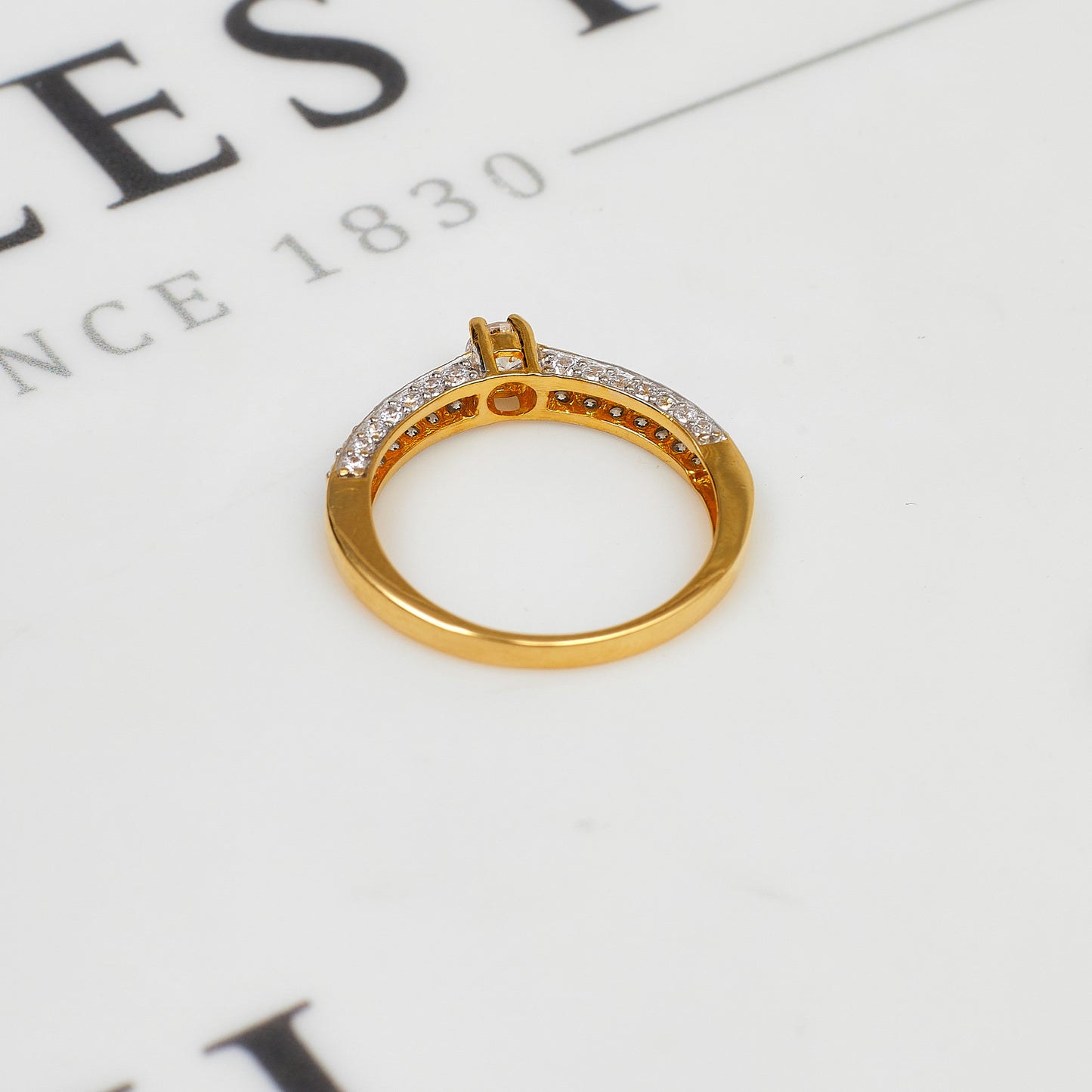 Pre-Owned 22ct Gold CZ Ring & CZ Sides Size N