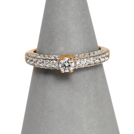 Pre-Owned 22ct Gold CZ Ring & CZ Sides Size N