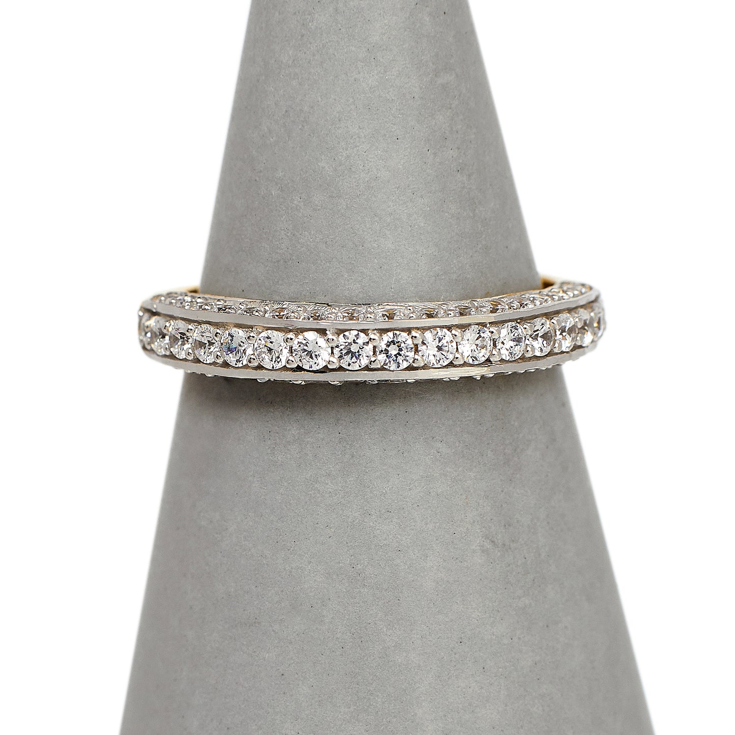 Pre-Owned 22ct Gold 3 Row CZ Band Ring Size M.5