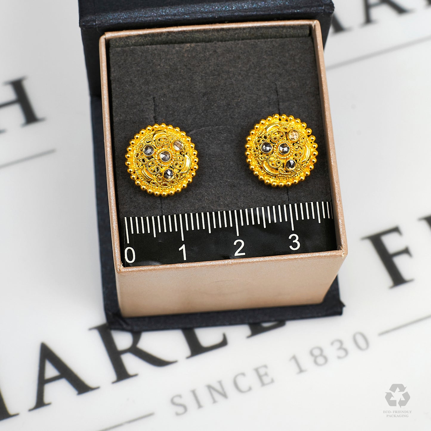 Pre-Owned 22ct Gold 4 CZ Round Stud Earrings