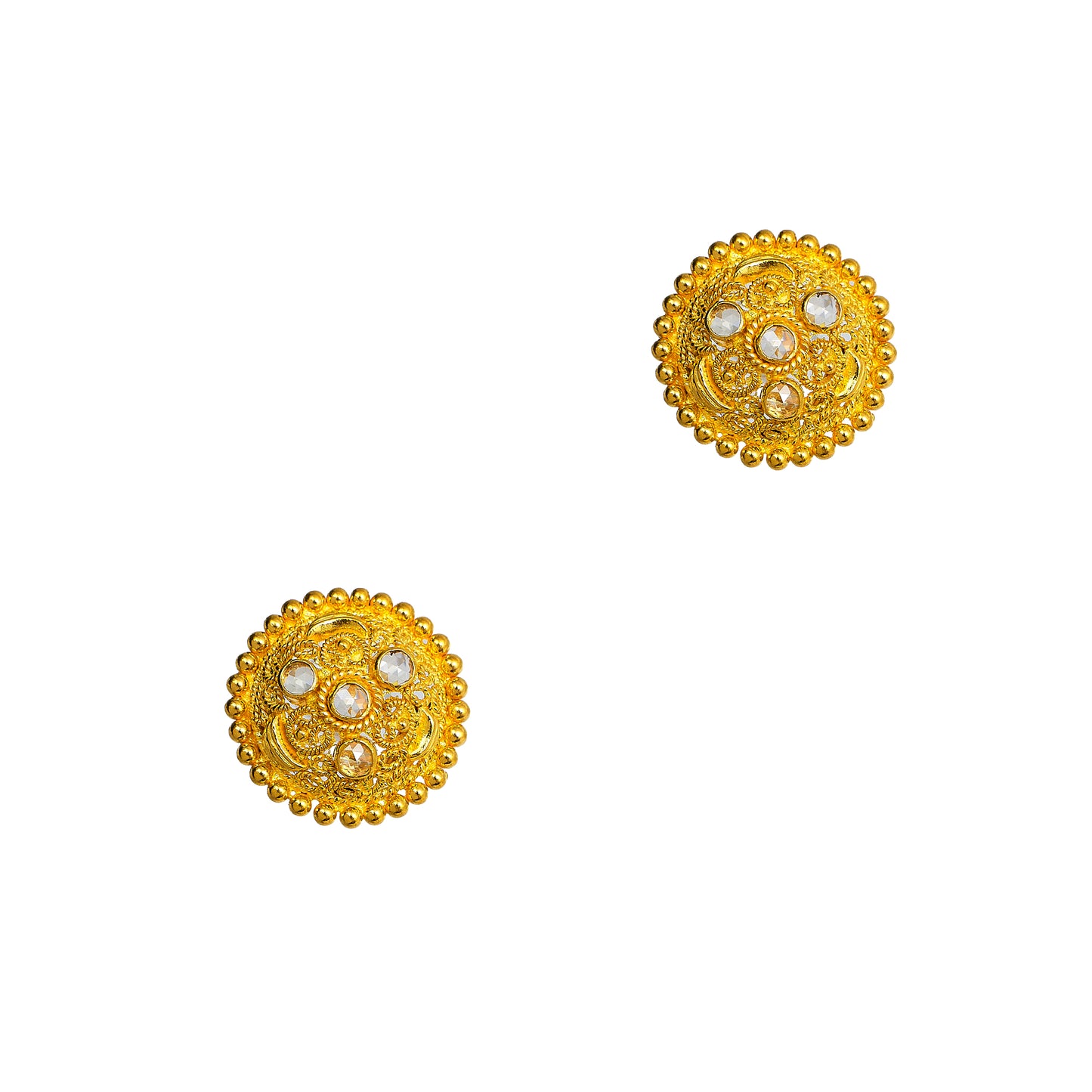 Pre-Owned 22ct Gold 4 CZ Round Stud Earrings