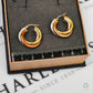 Pre-Owned 9ct Gold Tricolour 3 Hoop Creole Earrings