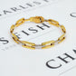 Pre-Owned 9ct Gold 2 Tone Rectangle Link Bracelet