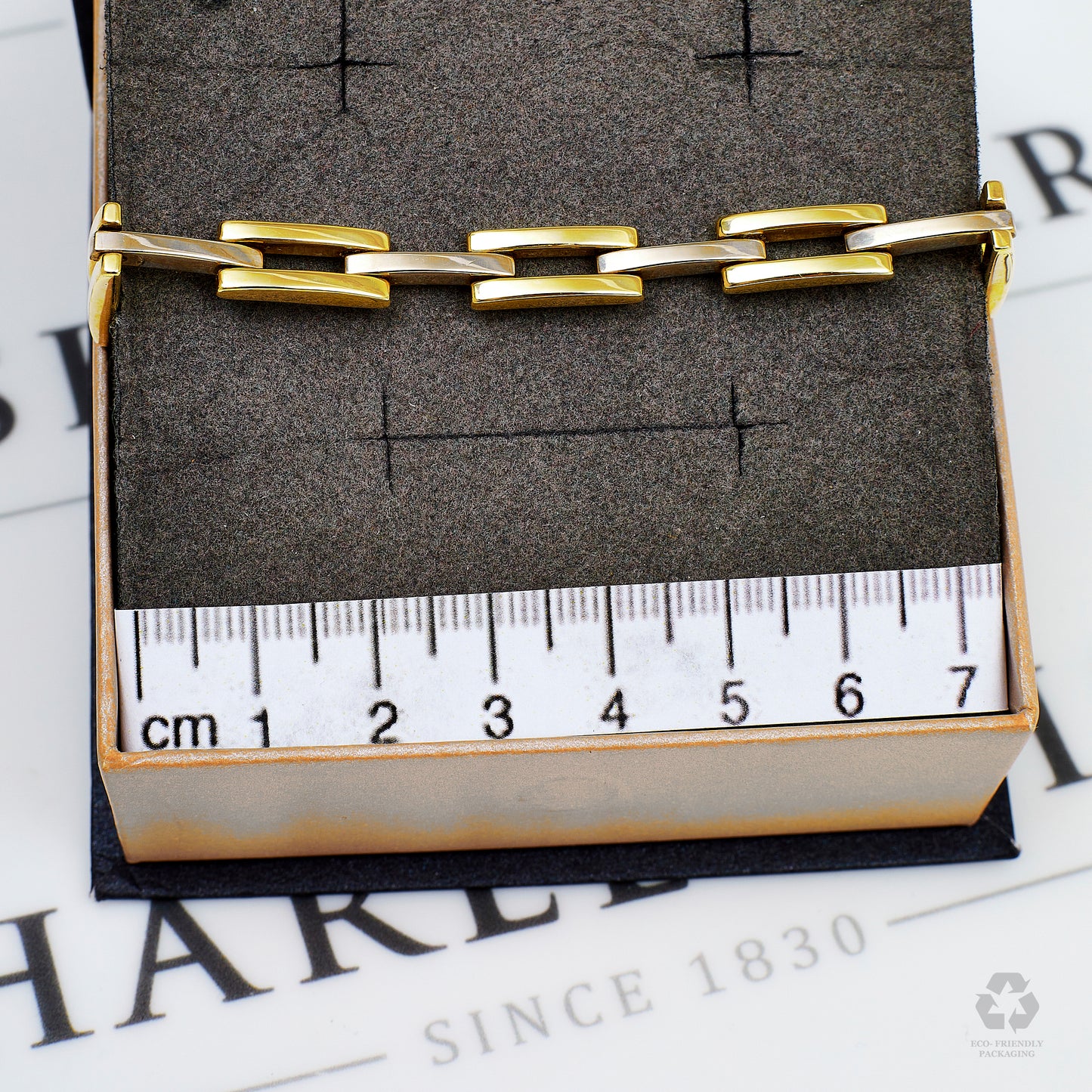 Pre-Owned 9ct Gold 2 Tone Rectangle Link Bracelet