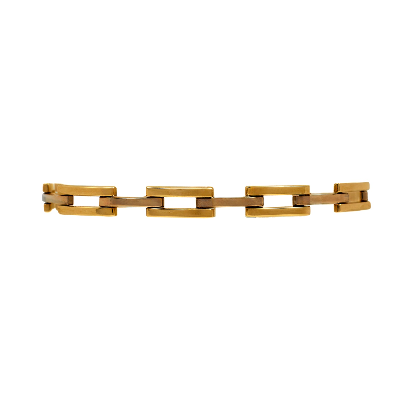 Pre-Owned 9ct Gold 2 Tone Rectangle Link Bracelet