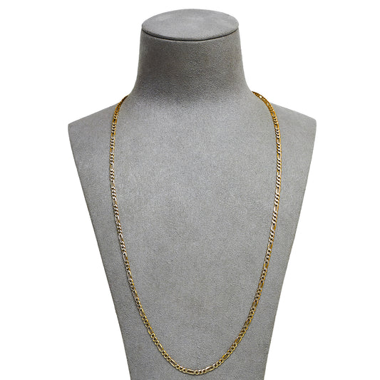 Pre-Owned 9ct Gold 2 Tone Figaro Chain Necklace 24 Inch