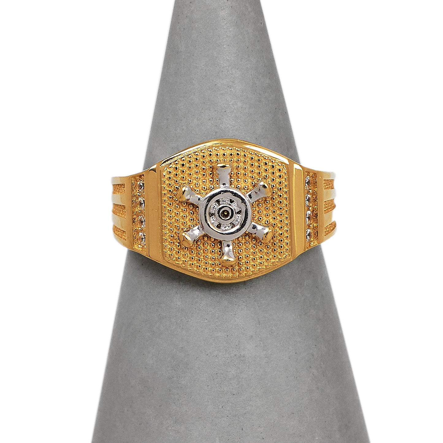 Pre-Owned 14ct Gold 2 Tone Helm Signet Pinky Ring Size F