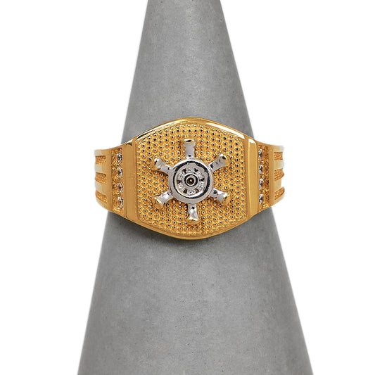 Pre-Owned 14ct Gold 2 Tone Helm Signet Pinky Ring Size F