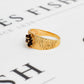 Pre-Owned 9ct Gold Garnet Cluster Barked Ring Size U
