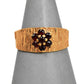 Pre-Owned 9ct Gold Garnet Cluster Barked Ring Size U