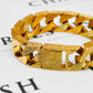 Pre-Owned 9ct Gold Polished & Barked Curb Bracelet 9 Inch