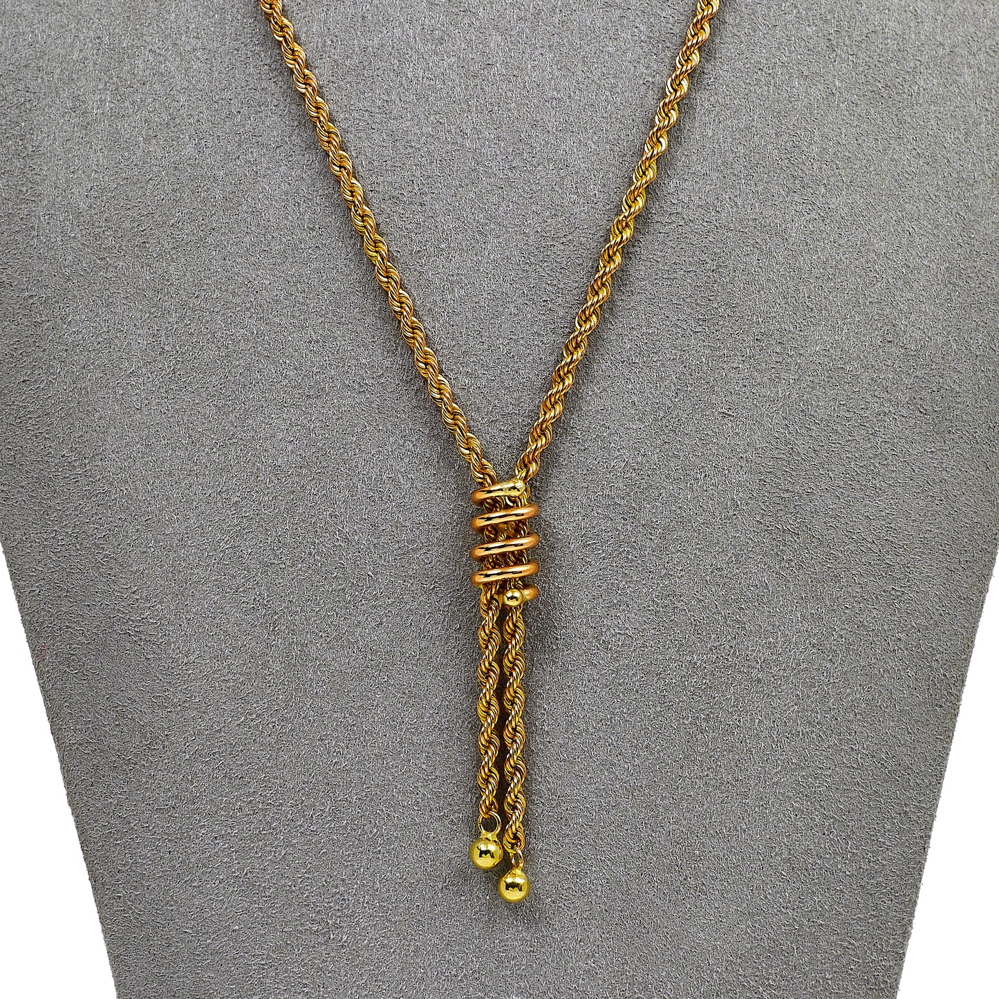 Pre-Owned 9ct Gold Rope Necklace & Tassel 16 Inch