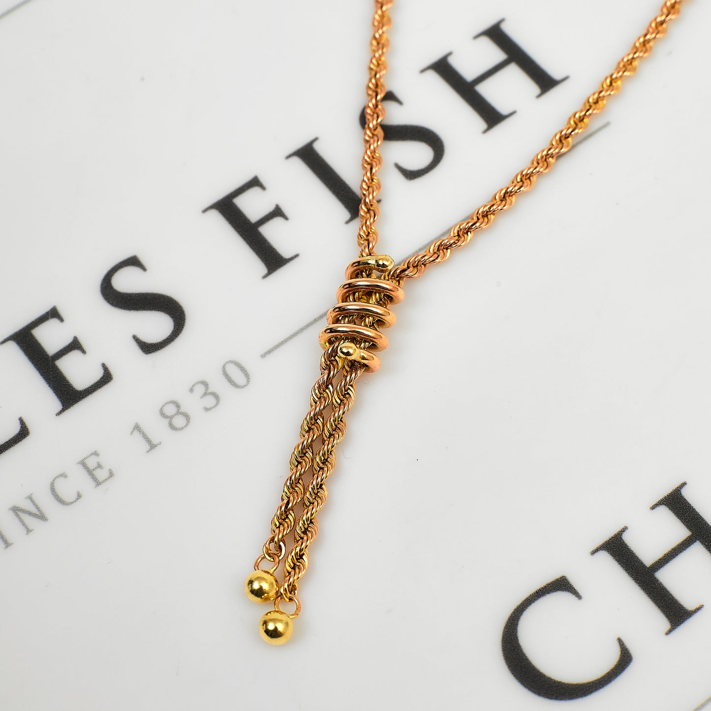 Pre-Owned 9ct Gold Rope Necklace & Tassel 16 Inch