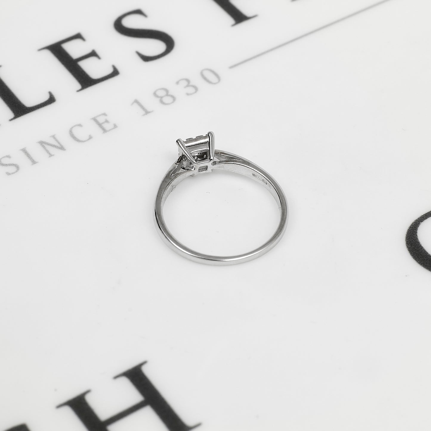 Pre-Owned 18ct White Gold Square 9 Diamond Ring Size O.5