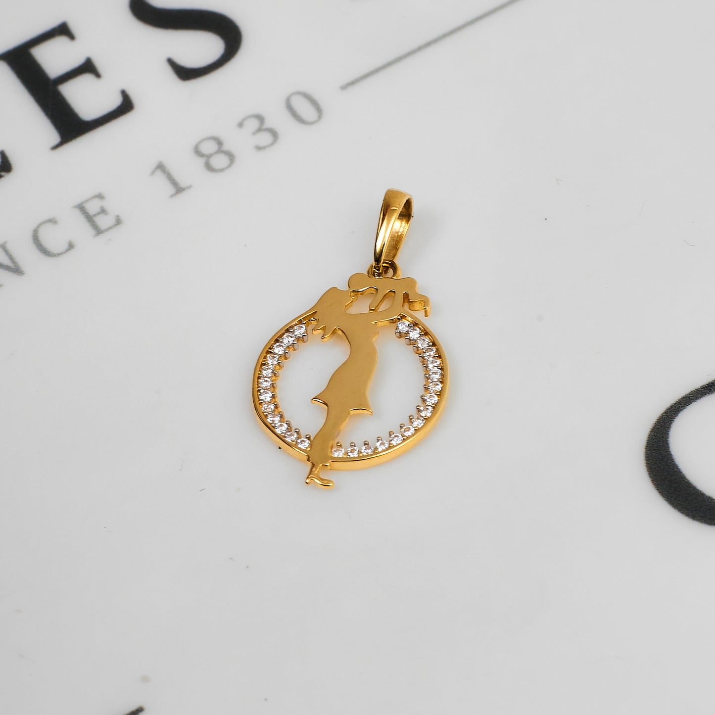 Pre-Owned 14ct Gold & CZ Openwork Mother & Baby Pendant