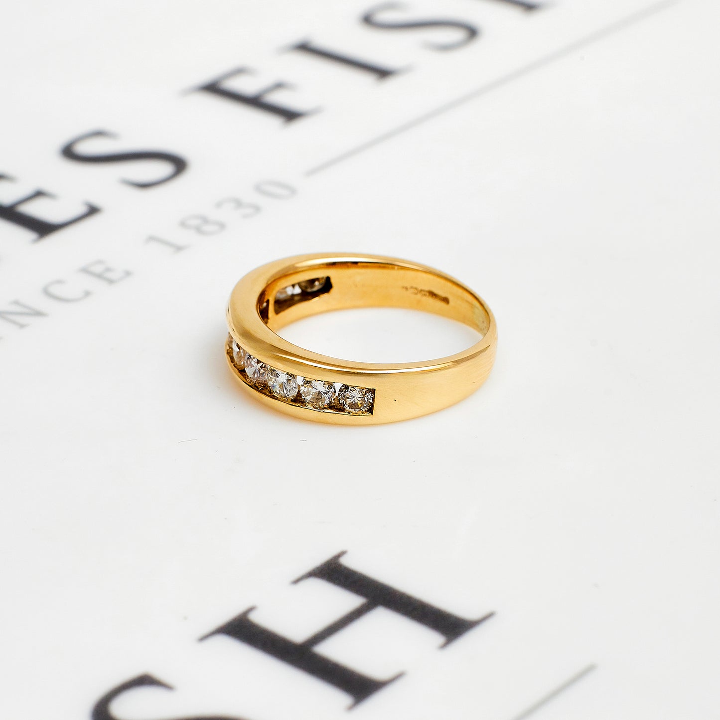 Pre-Owned 9ct Gold 10 Diamond Half Eternity Ring Size O.5