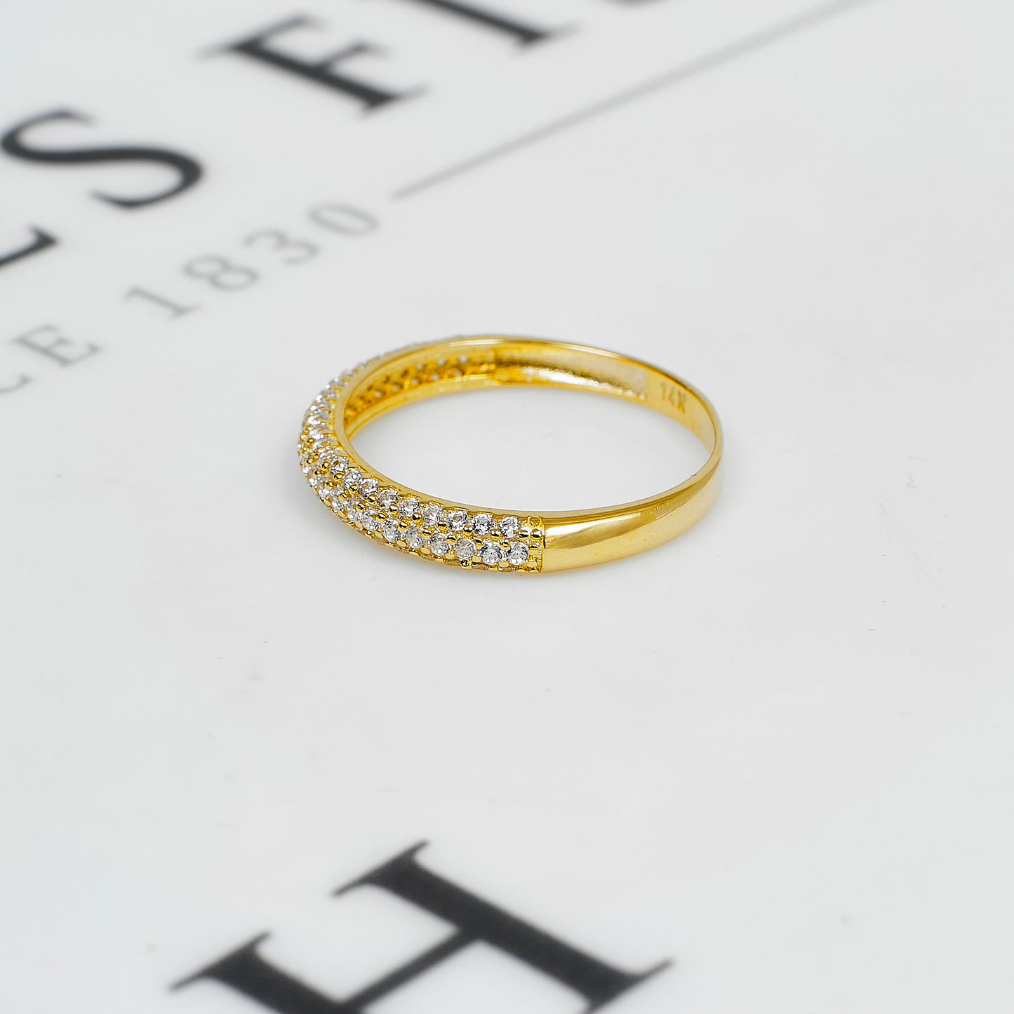 Pre-Owned 14ct Gold CZ Dress Ring Size N