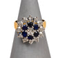 Pre-Owned 9ct Gold Sapphire & Diamond Cluster Ring Size J.5