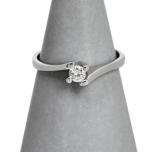 Pre-Owned 9ct White Gold & Diamond Twist Ring Size N