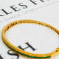 Pre-Owned 14ct Gold 3 Row Diamond & Emerald Hinged Bangle