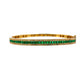 Pre-Owned 14ct Gold 3 Row Diamond & Emerald Hinged Bangle