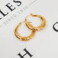 Pre-Owned 14ct Gold Bark Texture Creole Hoop Earrings