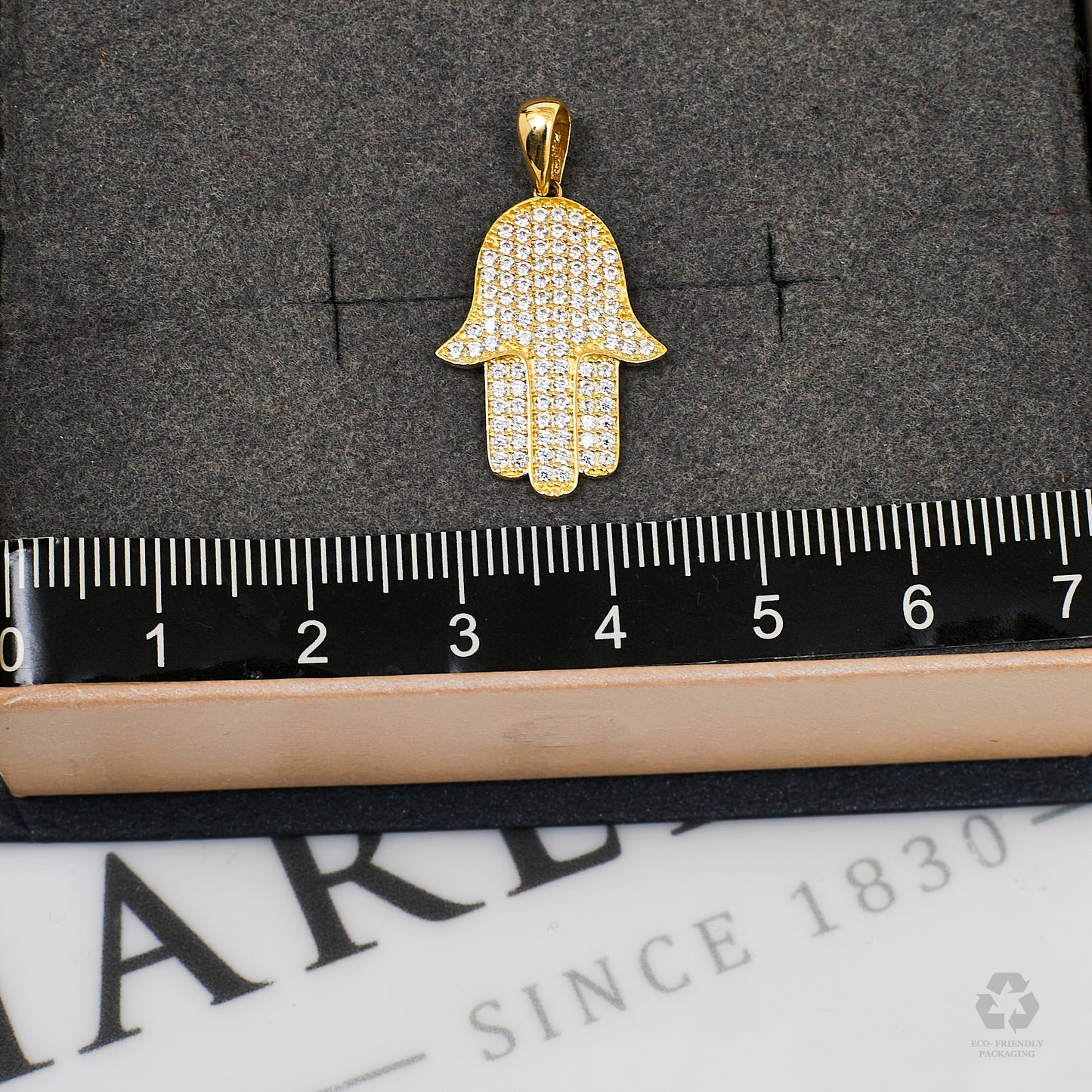 Pre-Owned 14ct Gold & CZ Hamsa Pendant