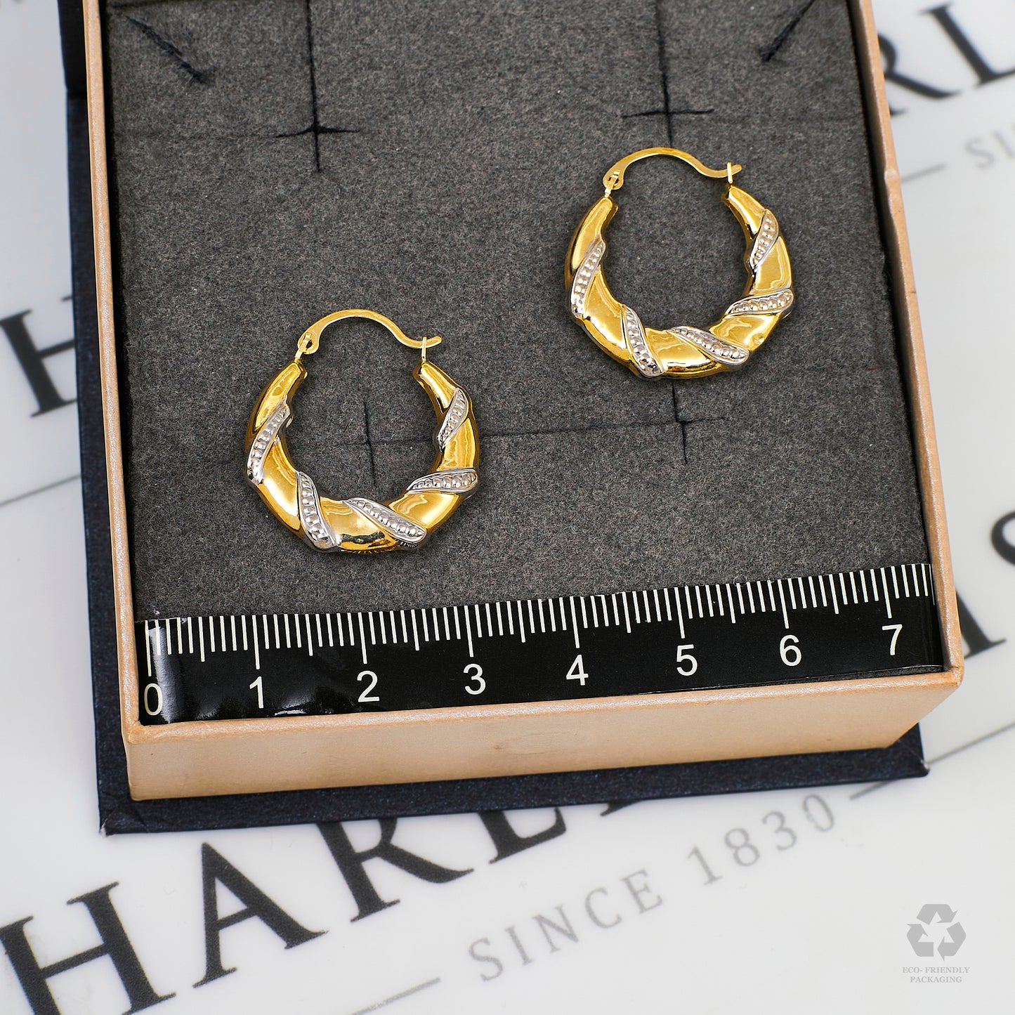 Pre-Owned 9ct Gold 2 Tone Twist Creole Hoop Earrings