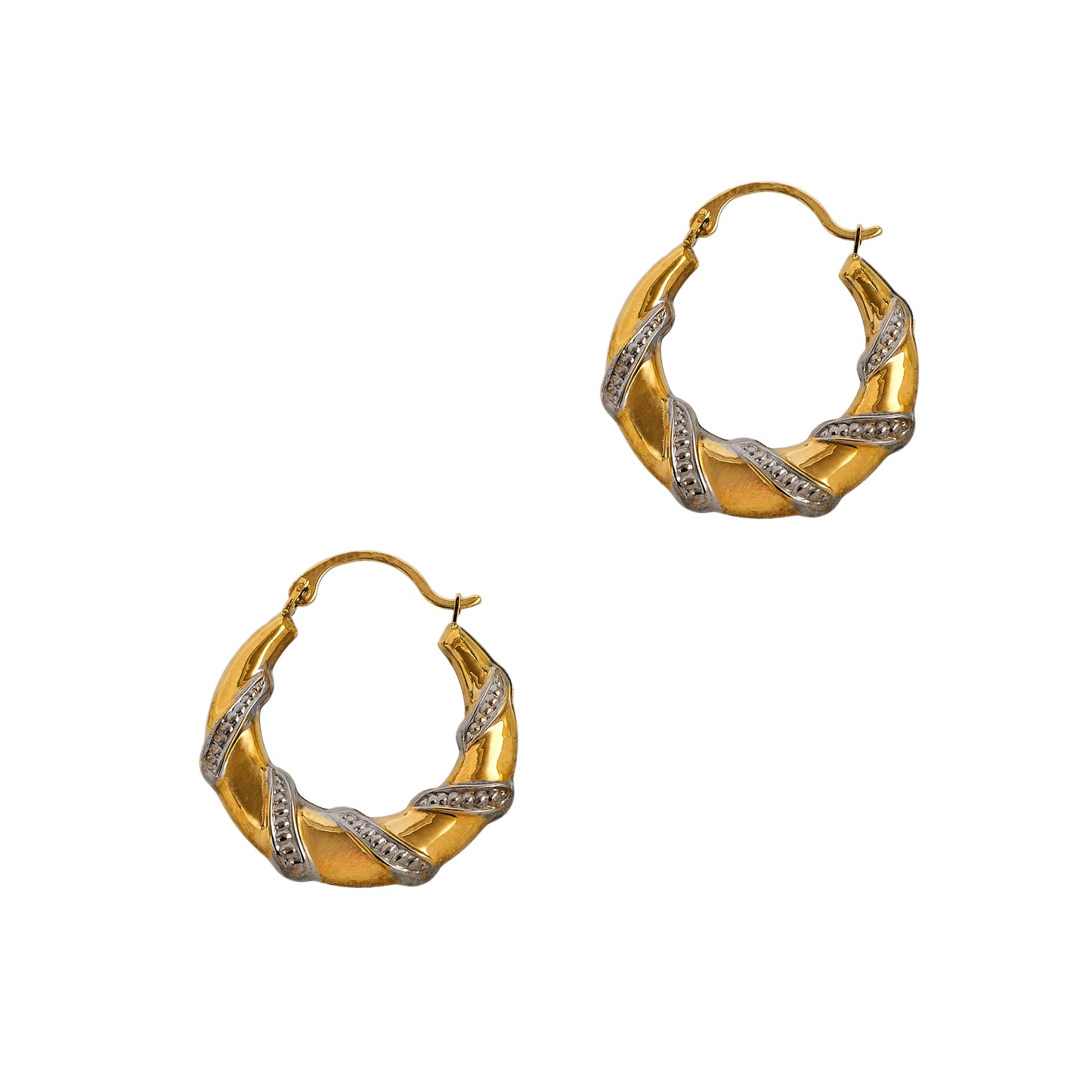 Pre-Owned 9ct Gold 2 Tone Twist Creole Hoop Earrings