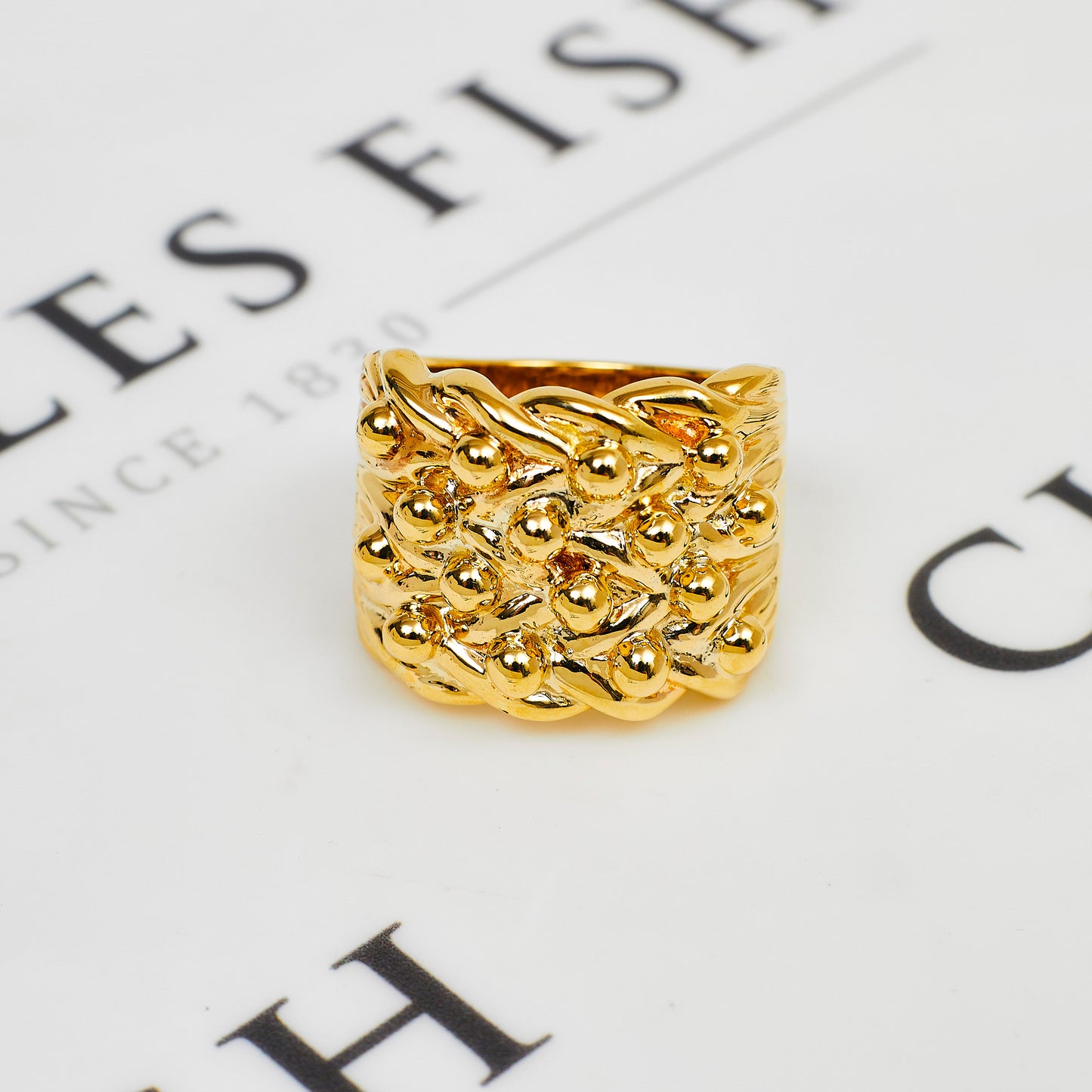 Pre-Owned 9ct Gold Mens 4 Row Shot Ring Size Z Plus 1