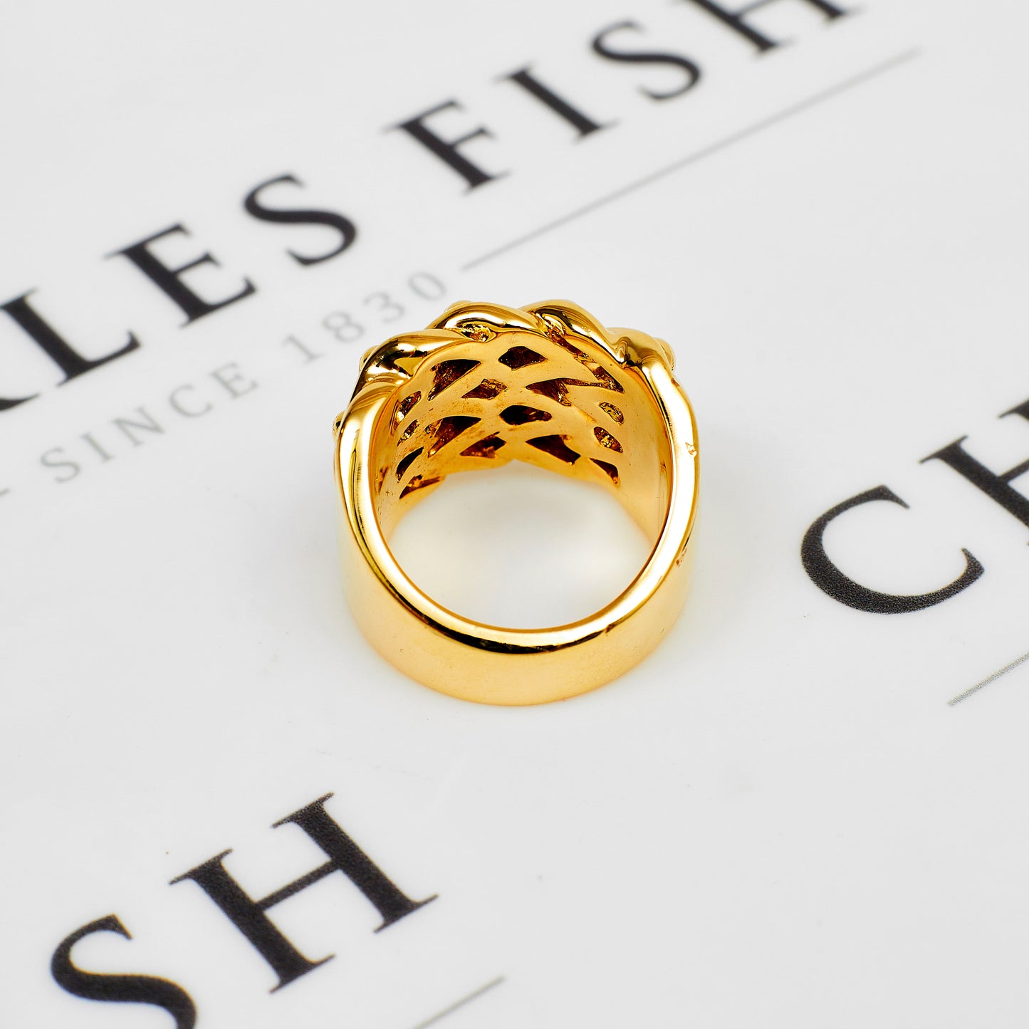 Pre-Owned 9ct Gold Mens 4 Row Shot Ring Size Z Plus 1