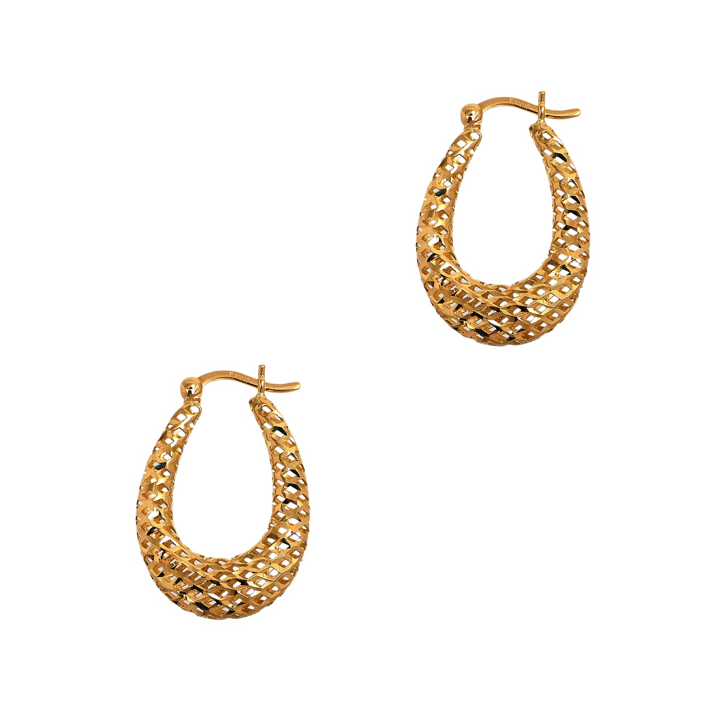 Pre-Owned 9ct Gold Cut Out Oval Creole Earrings