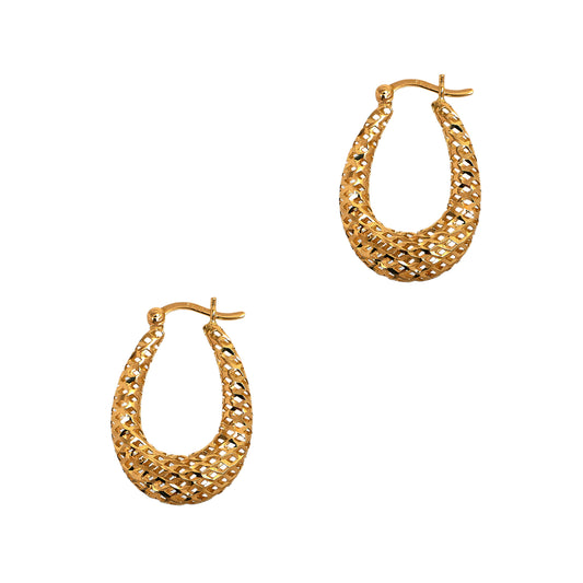 Pre-Owned 9ct Gold Cut Out Oval Creole Earrings