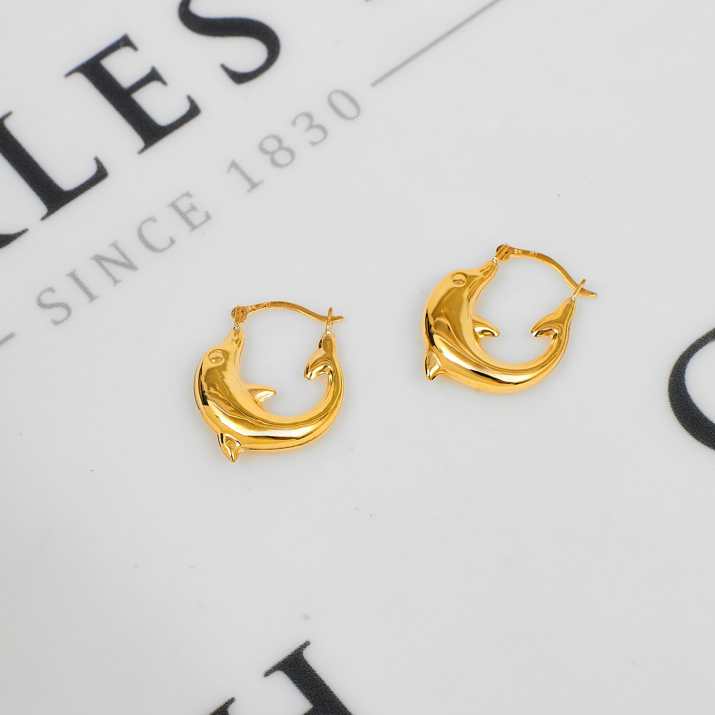Pre-Owned 9ct Gold Dolphin Creole Earrings