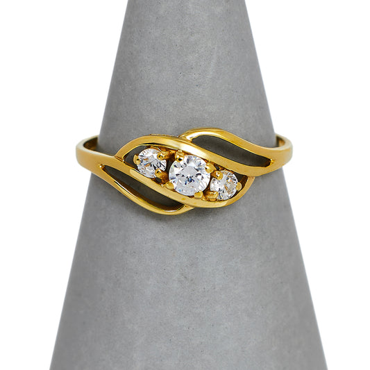 Pre-Owned 9ct Gold 3 CZ Twist Ring Size N