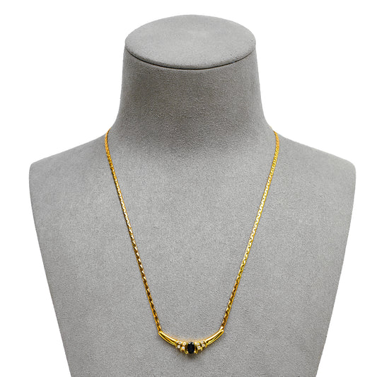 Pre-Owned 9ct Gold Sapphire & Diamond Dress Necklace 16 Inch