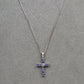 Pre-Owned 18ct White Gold & Tanzanite Cross Pendant & Chain
