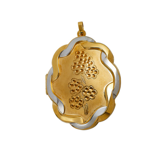 Pre-Owned 9ct Gold 2 Tone Scalloped Edge Locket