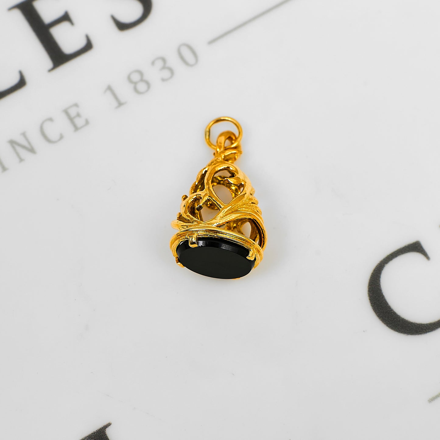 Pre-Owned 9ct Gold Onyx Seal Fob Charm